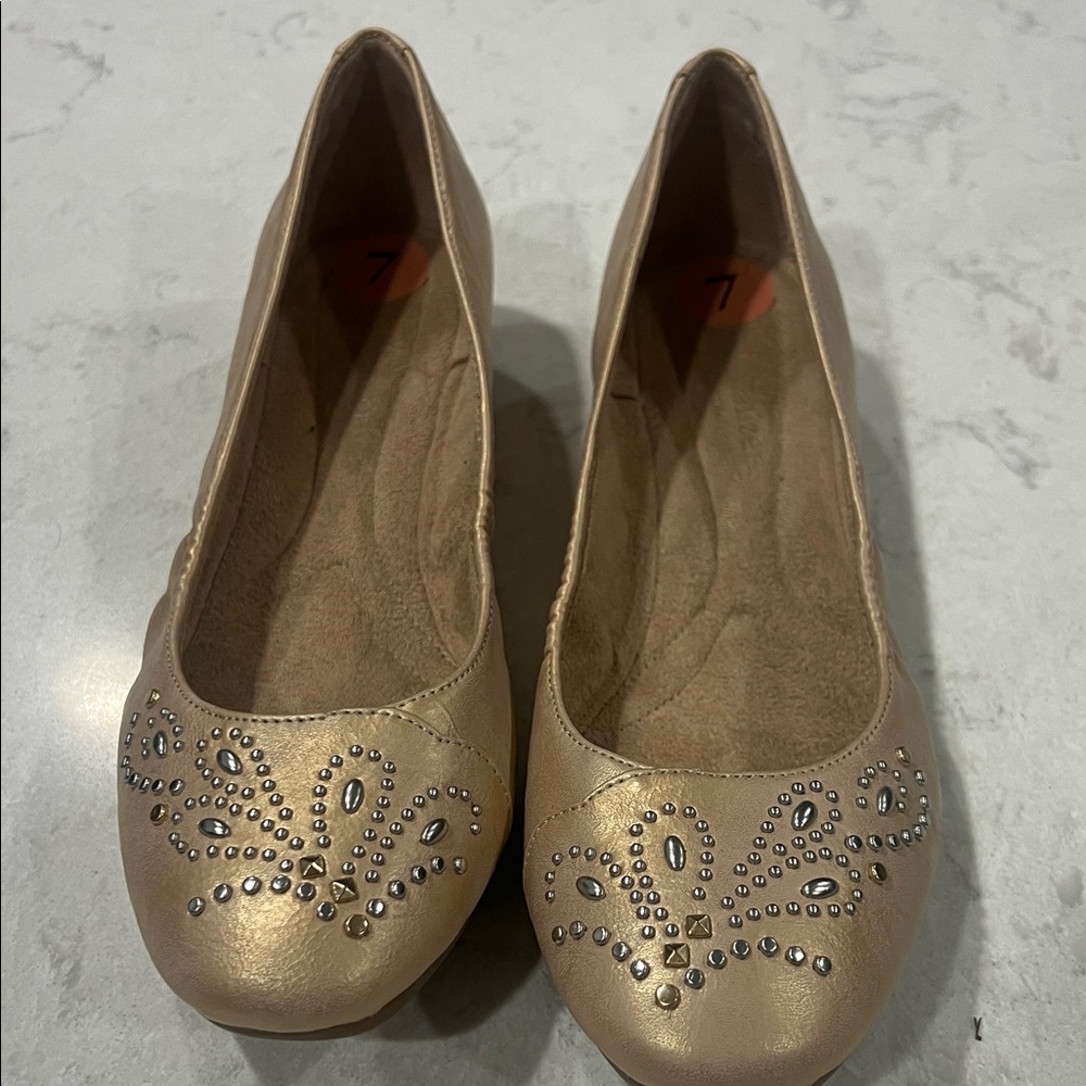 Naturalizer Gold Studded Flats